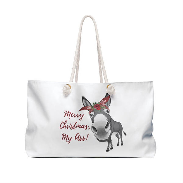 Funny Donkey Merry Christmas My Ass Deluxe Weekender Travel Bag, Christmas Gift