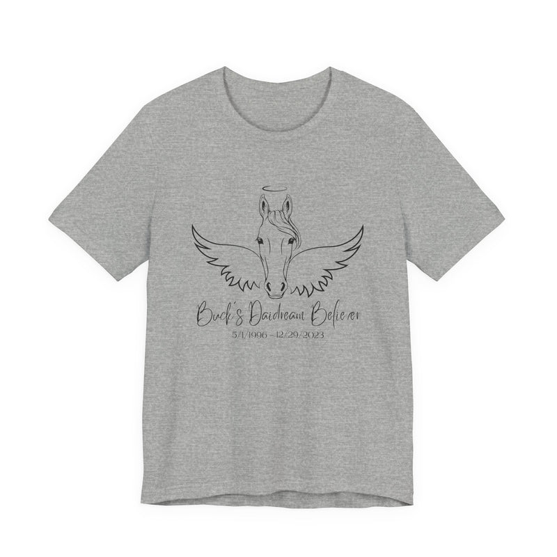 Angel Wings and Halo Custom Horse Memorial Unisex Jersey Short Sleeve Tee by Bella & Canvas - Your Horse's Name