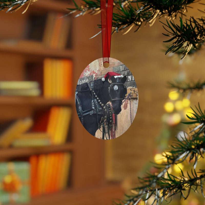 Christmas 2025 Harness Horse Painting Metal Ornament
