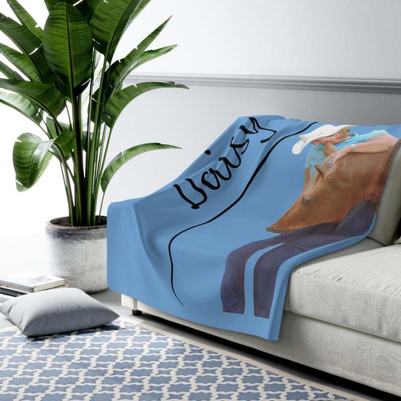 Custom Photo and Name Horse Sherpa Fleece Blanket