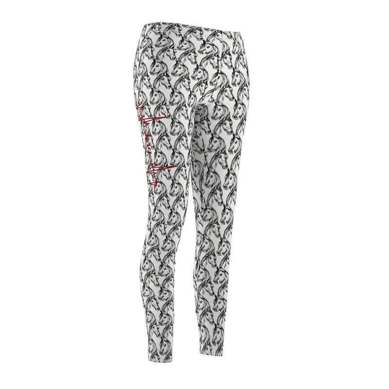 Horse Head Leggings with Dark Red Heartbeat Horse Line | Heaven Horses Exclusive