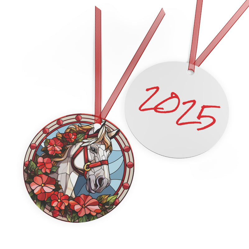 Beautiful White Horse Christmas 2025 Christmas Ornament Keepsake Gift | Equestrian Gifts | Stained Glass