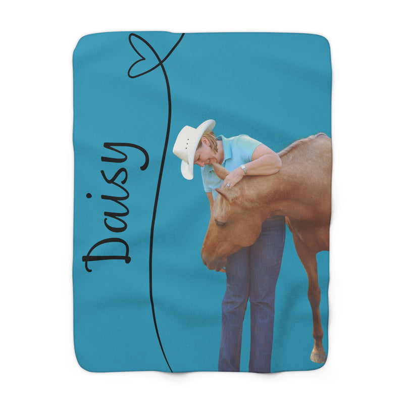 Custom Photo and Name Horse Sherpa Fleece Blanket
