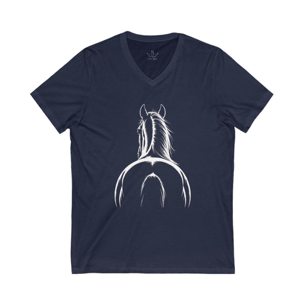 Horse's Rear Drawing | Unisex Jersey Short Sleeve V-Neck Tee