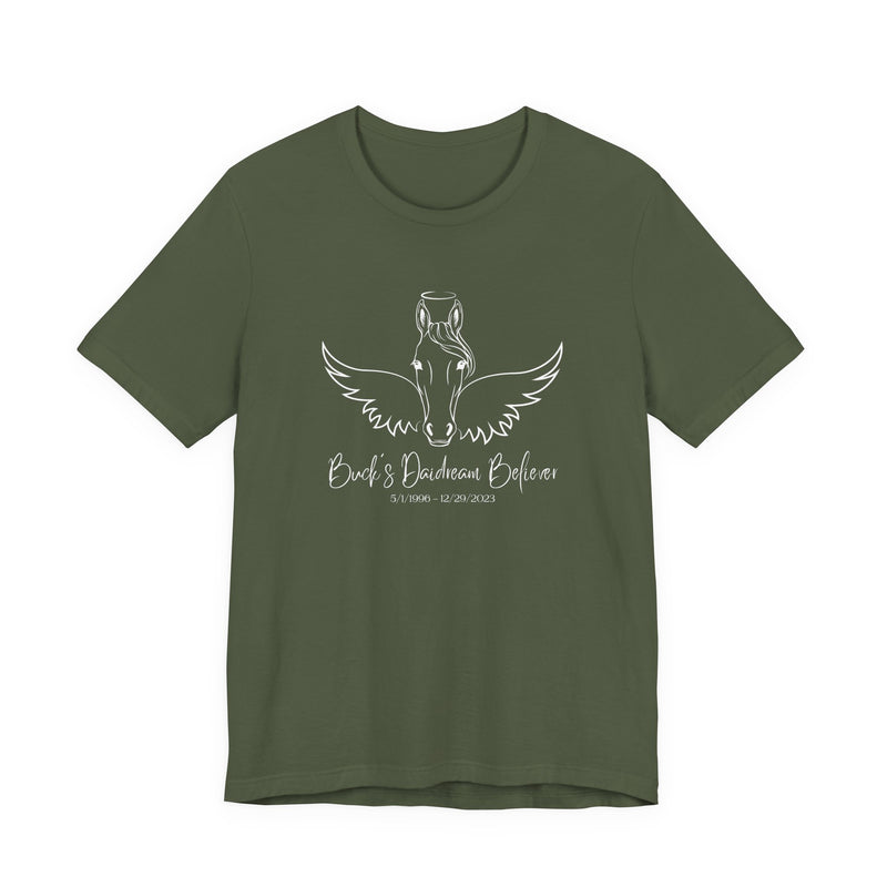 Angel Wings & Halo Custom Horse Memorial Unisex Jersey Short Sleeve Tee by Bella & Canvas - Your Horse's Name