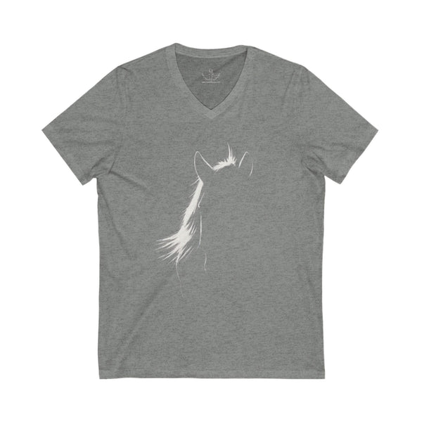 Elegant Horse Outline Unisex Jersey Short Sleeve V-Neck Tee | Equestrian Gifts