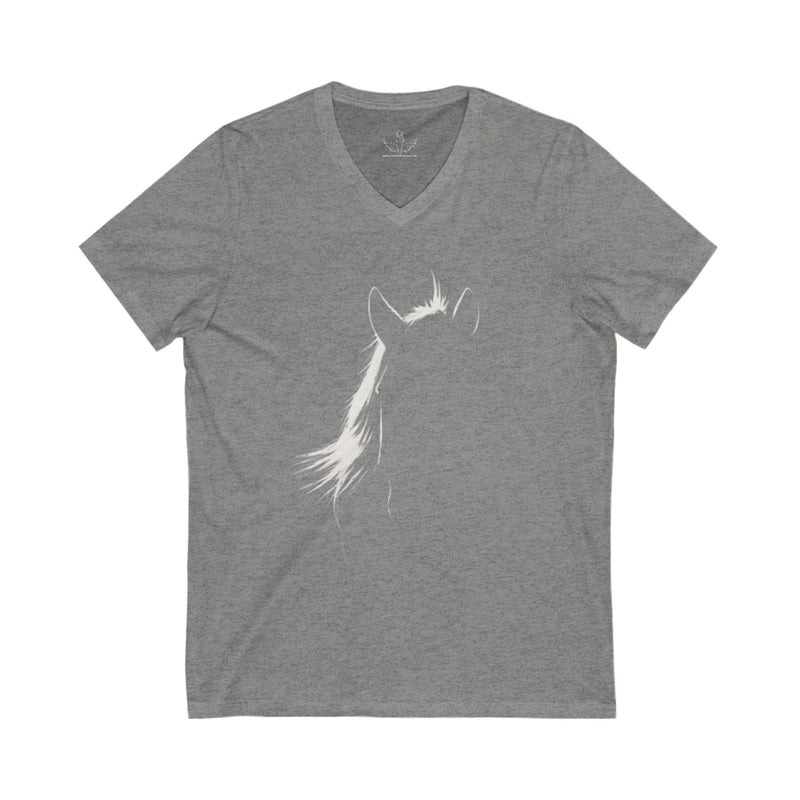 Elegant Horse Outline Unisex Jersey Short Sleeve V-Neck Tee | Equestrian Gifts