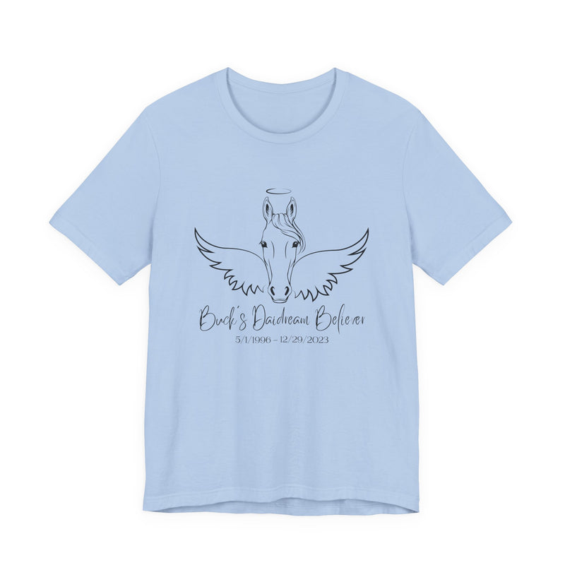 Angel Wings and Halo Personalized Horse Memorial Unisex Short Sleeve Tee by Bella & Canvas - Your Horse's Name
