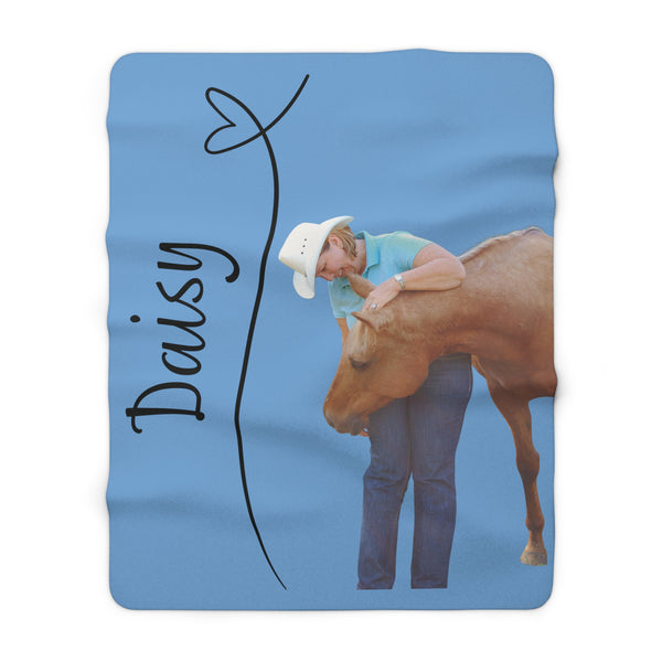Custom Photo and Name Horse Sherpa Fleece Blanket