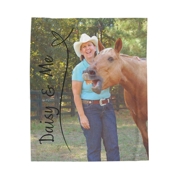 Custom Horse Photo and Name Velveteen Plush Blanket