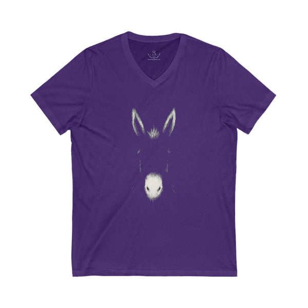 Donkey Lovers | Unisex Jersey Short Sleeve V-Neck Tee | Simple Outline | Equestrian Gifts