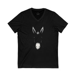 Donkey Lovers | Unisex Jersey Short Sleeve V-Neck Tee | Simple Outline | Equestrian Gifts