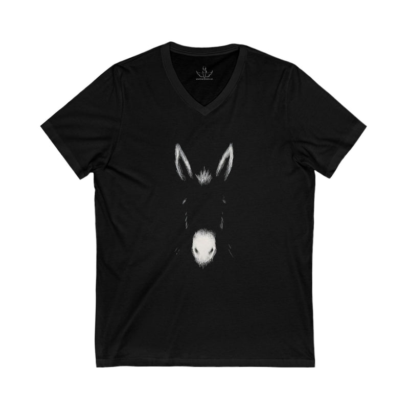 Donkey Lovers | Unisex Jersey Short Sleeve V-Neck Tee | Simple Outline | Equestrian Gifts