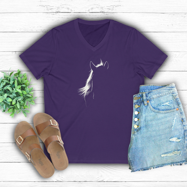 Elegant Horse Outline Unisex Jersey Short Sleeve V-Neck Tee