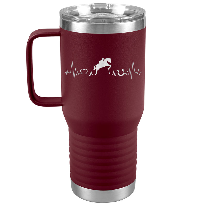 Jumping Horse Heartbeat Line | 20oz Laser Cut Travel Tumbler | Equestrian Gifts