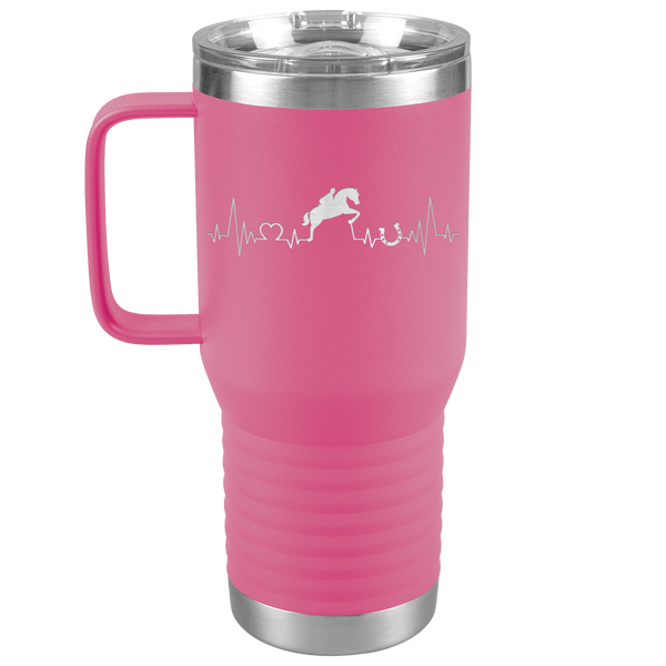 Jumping Horse Heartbeat Line | 20oz Laser Cut Travel Tumbler | Equestrian Gifts