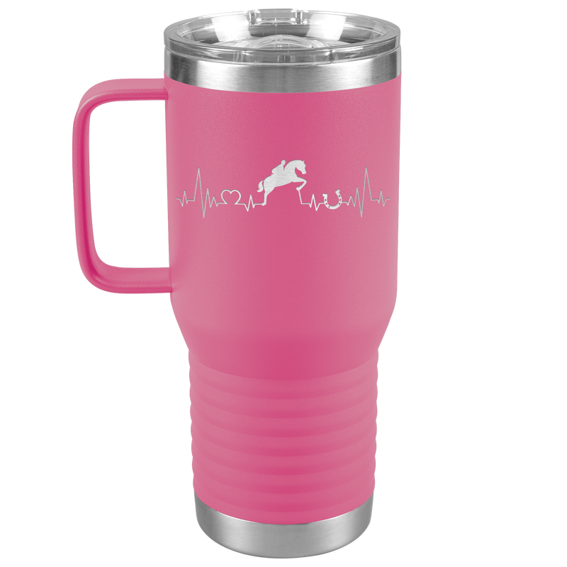 Jumping Horse Heartbeat Line | 20oz Laser Cut Travel Tumbler | Equestrian Gifts
