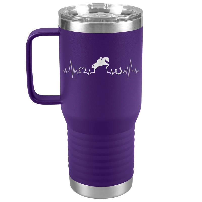 Jumping Horse Heartbeat Line | 20oz Laser Cut Travel Tumbler | Equestrian Gifts