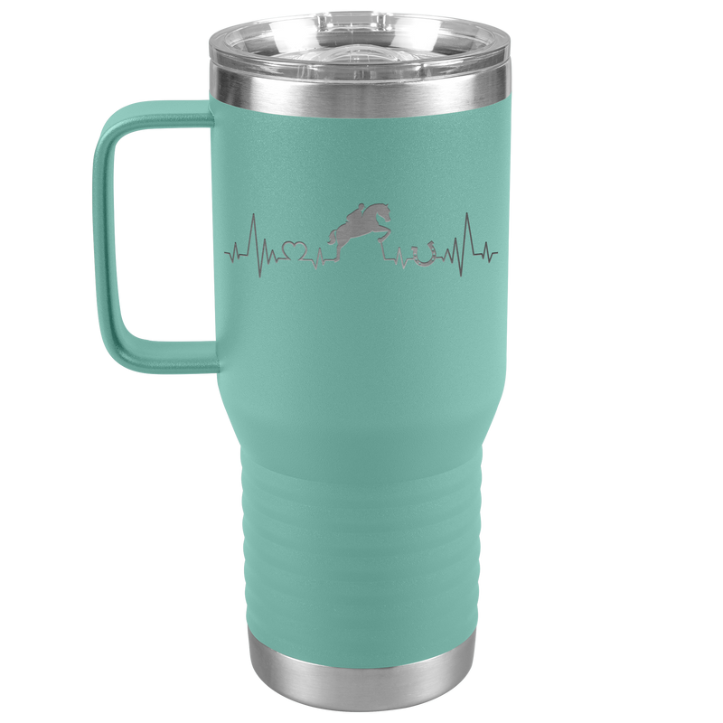Jumping Horse Heartbeat Line | 20oz Laser Cut Travel Tumbler | Equestrian Gifts