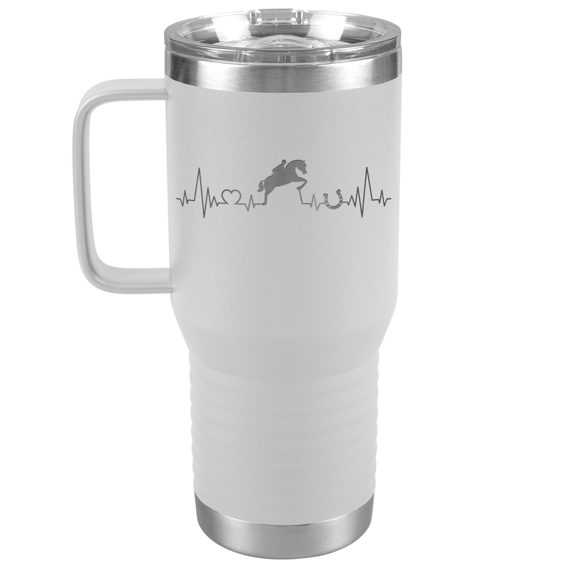Jumping Horse Heartbeat Line | 20oz Laser Cut Travel Tumbler | Equestrian Gifts