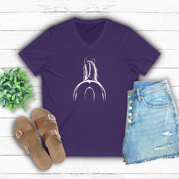 Horse's Rear Drawing | Unisex Jersey Short Sleeve V-Neck Tee
