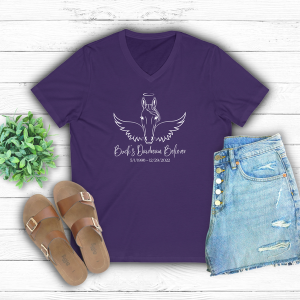 Angel Wings & Halo Custom Horse Memorial Unisex Short Sleeve Tee by Bella & Canvas - Your Horse's Name